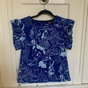 NWT Nooworks Dogs Ruffle Top Sz S -Discontinued